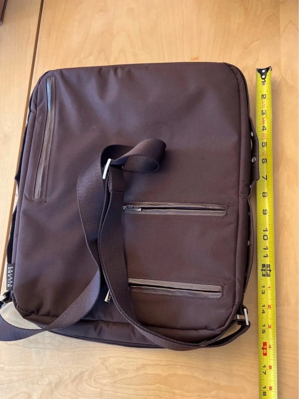 Milano Brown Messenger Bag with Silver Hardware